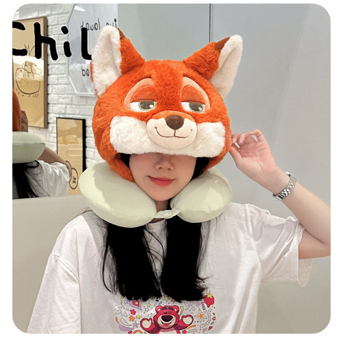 迪士尼正版potdemiel蜂蜜罐颈脖凉感连帽u型枕遮光飞机睡觉旅行女