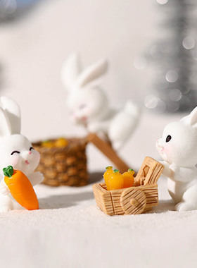 可爱雪人兔子树脂雪景水晶球摆设