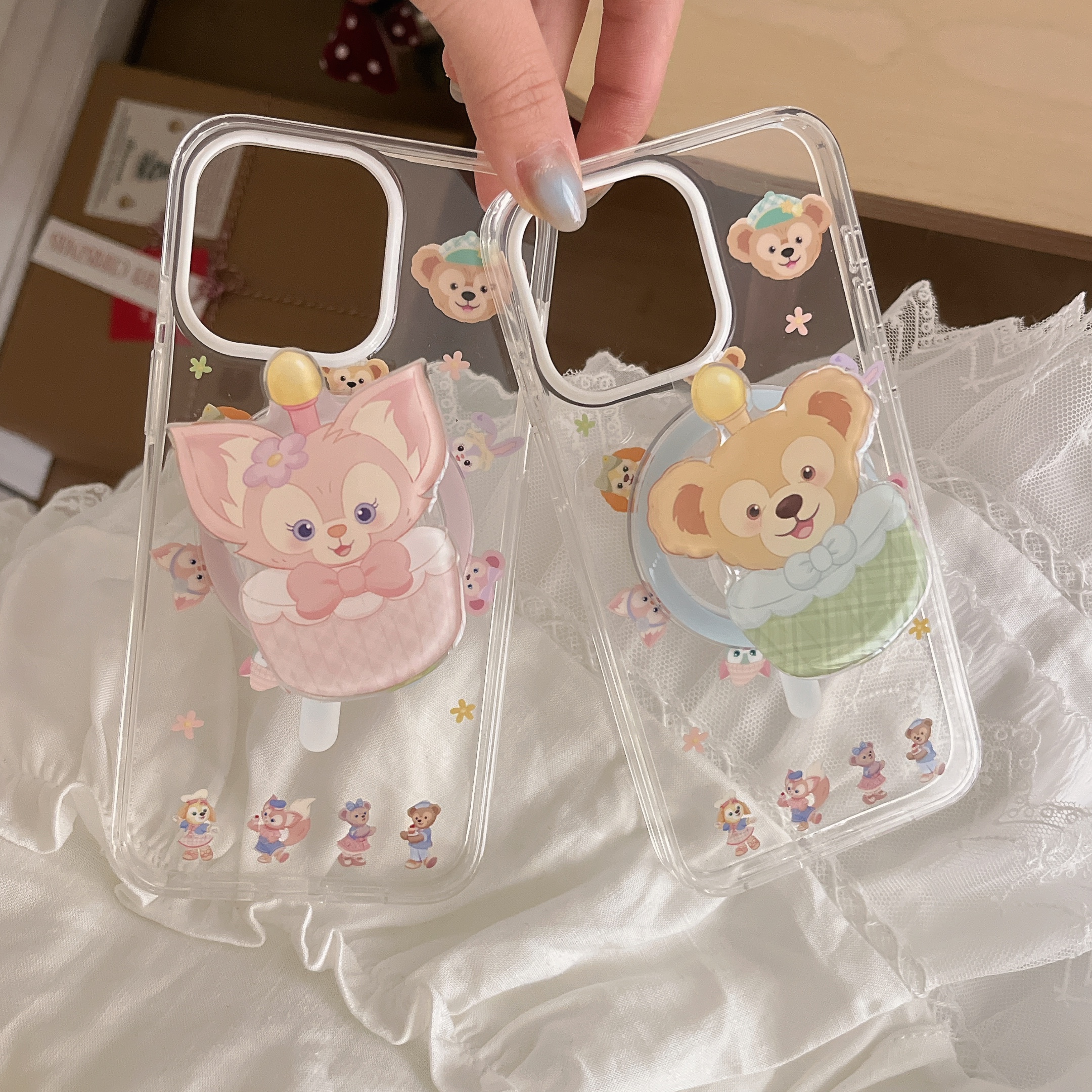 卡通达菲熊雪莉玫磁吸手机壳