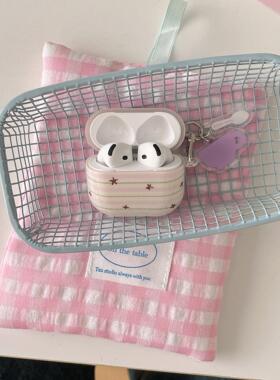 are you自制韩系ins紫色条纹星星挂件耳机壳适用苹果1/2代保护套Airpods pro2代无线蓝牙3代软airpods4代