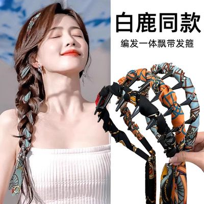 繁花飘带齿梳发箍女波浪高颅顶