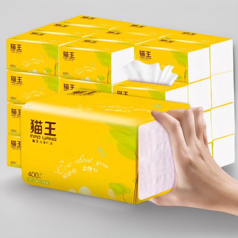 猫王纸巾抽纸4层6包加厚实惠餐巾纸家用面巾卫生纸妇婴可用包邮