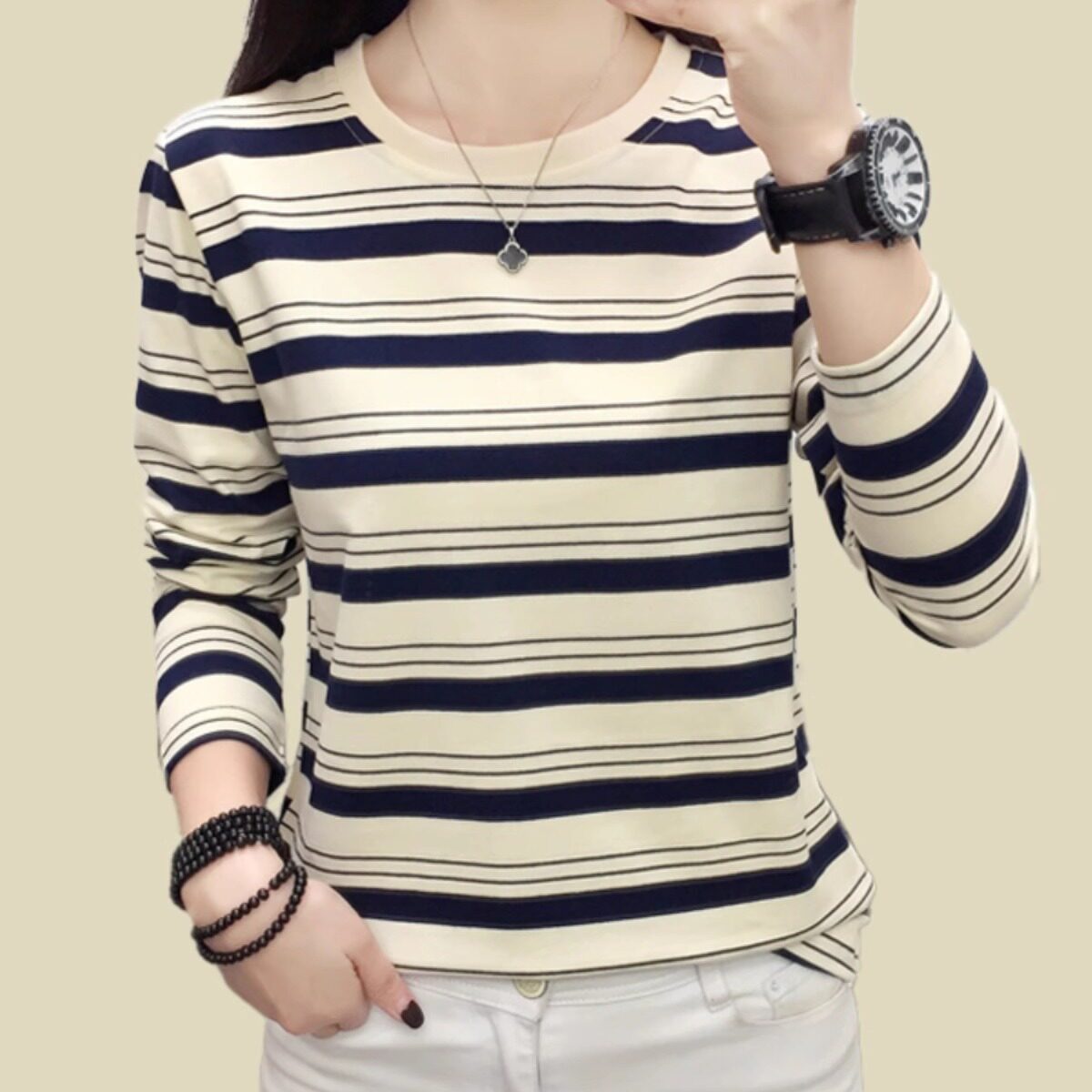 跃伴2025年新款圆领长袖t恤女春秋装宽松大码休闲百搭打底衫上衣,女装/女士精品,T恤,淘宝优惠券,粉丝福利购,淘宝优惠卷