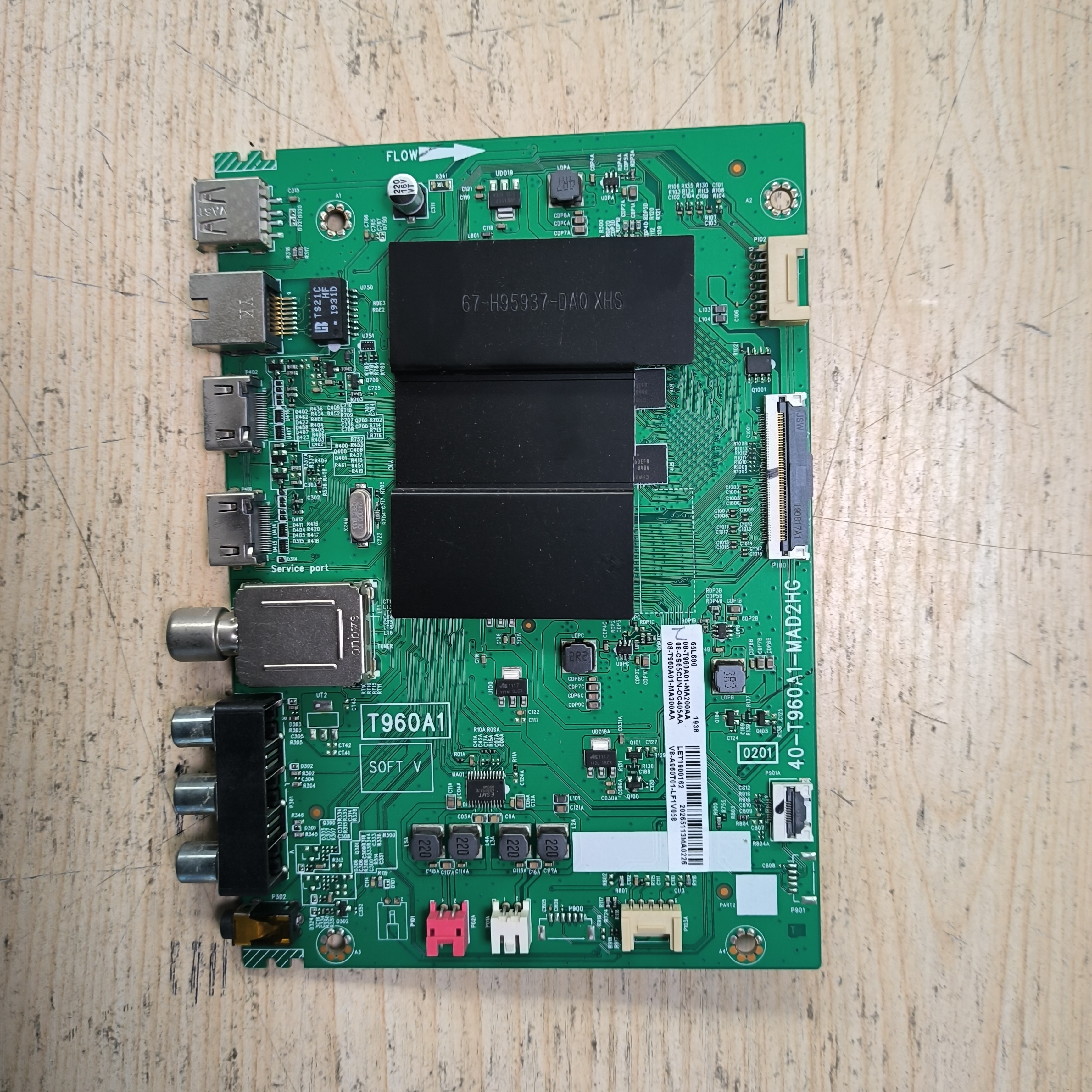 拆机TCL 65V2主板40-T960A1-MAD2HG屏LVU650NDEL CD9W06