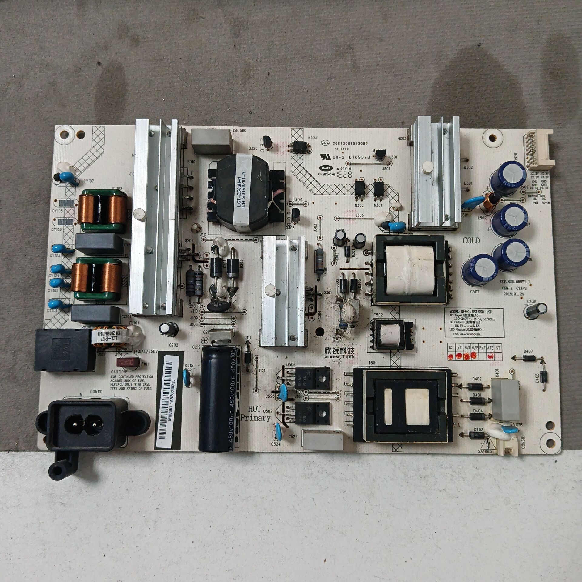 长虹50E9600液晶电源板HSL55D-1SH 560-A XR7.820.658V1.1