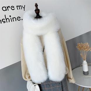 仿狐狸毛毛围巾皮草长款围巾保暖围领披肩百搭毛毛女士秋冬季围脖