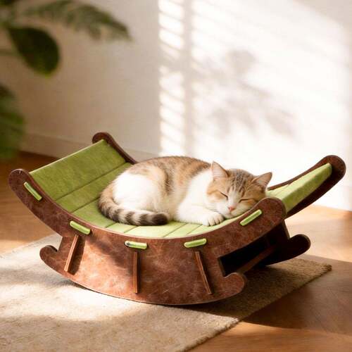 猫窝毛毡躺椅摇摇猫床四季通用猫咪睡觉专用床猫抓板耐抓耐磨耐用