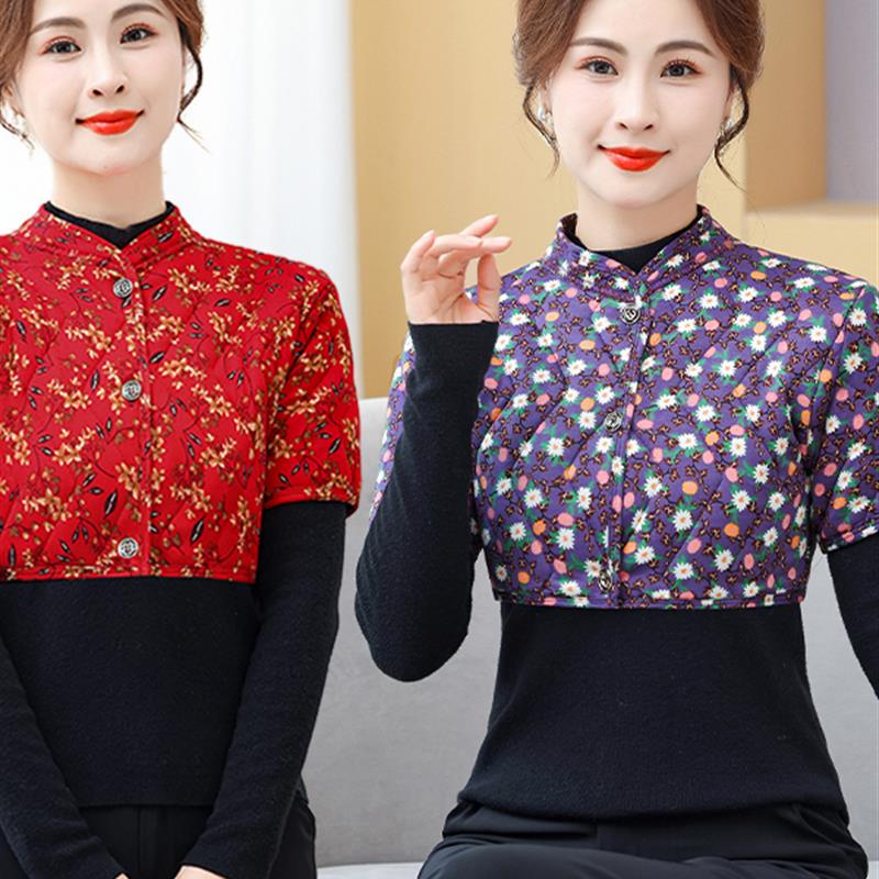 老年人短袖保护肩膀加厚护颈椎冬季中老年女驼绒睡觉棉装坎肩防寒