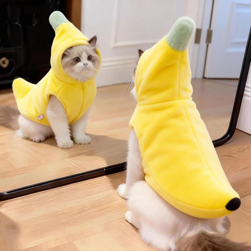 狗狗衣服小型犬猫咪可爱香蕉变身装加绒保暖布偶银渐层宠物搞怪连