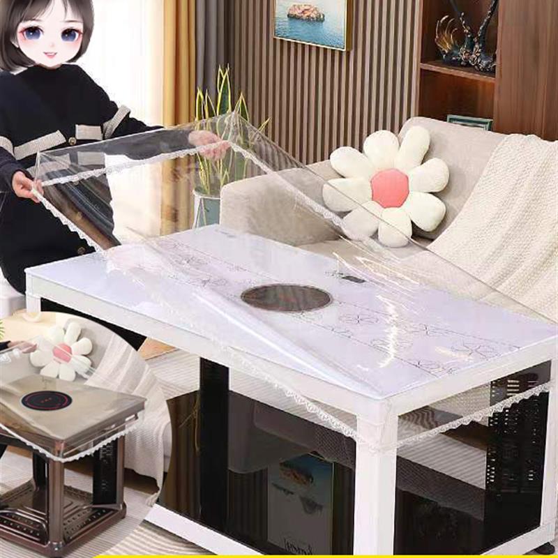 烤火桌面垫包边桌布透明罩