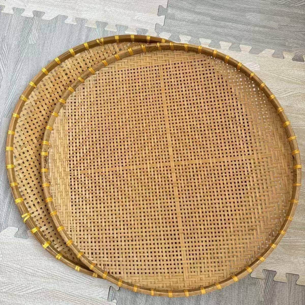 晒菜竹编老式簸箕处理价手工有孔晒盘收纳簸箕烟熏筛子圆形家用筛图片
