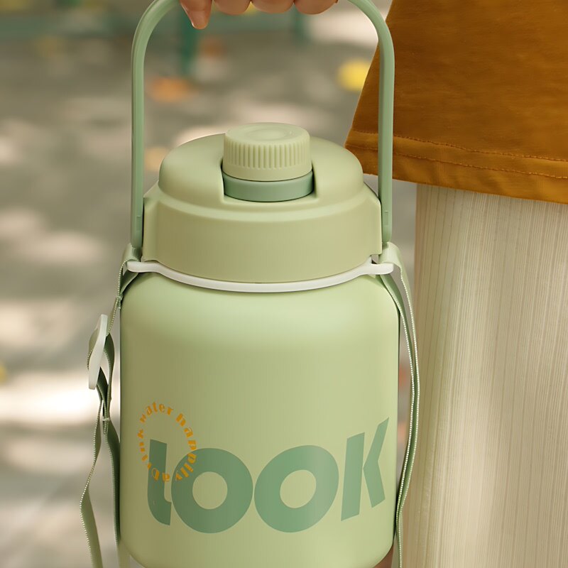 高颜值保温杯女生精致高级感带吸管斜挎水杯简约小巧学生女士杯子