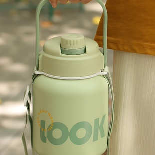 高颜值保温杯女生精致高级感带吸管斜挎水杯简约小巧学生女士杯子