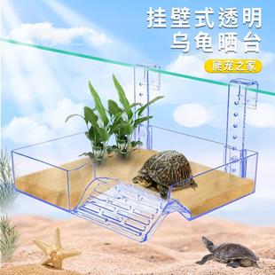 乌龟爬坡晒台挂壁式透明晒背台亚克力巴西龟爬水位龟缸台高浮台