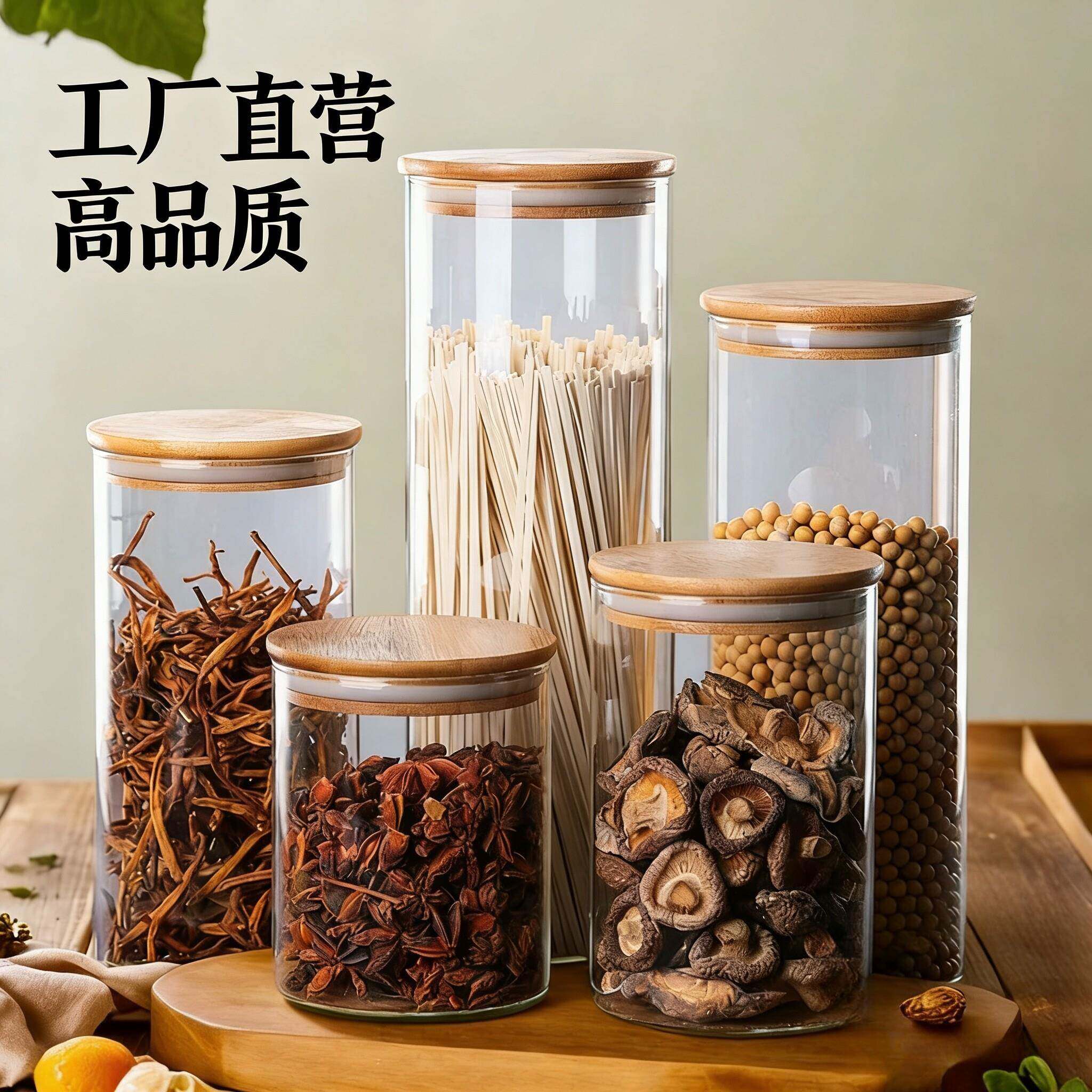 玻璃密封储物罐透明杂粮调料收纳罐奶粉糖果储藏样品展示瓶罐大小
