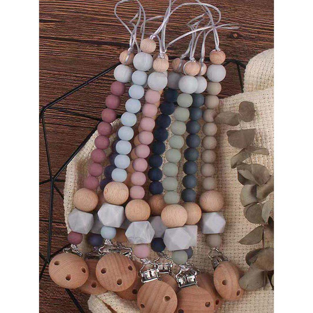 日本奶嘴防掉链婴儿安抚硅胶可咬 北欧ins风宝宝牙胶链儿童玩具防