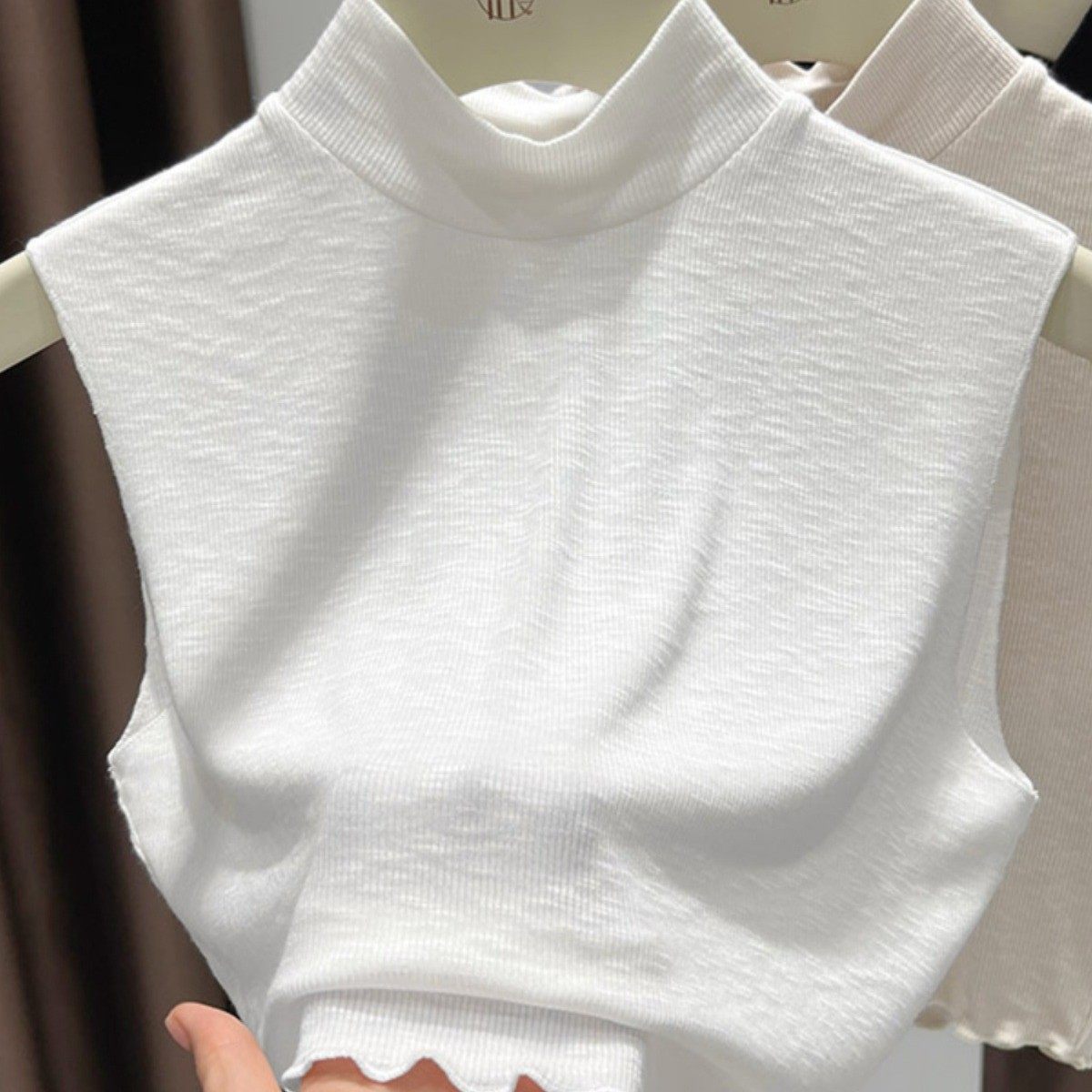 假领子高档百搭女轻薄软糯针织高档女士毛衣叠穿内搭背心半高领衫
