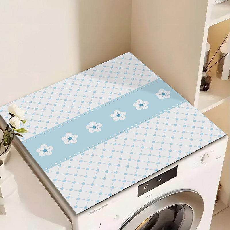 洗衣机遮盖布卡通小清新全自动盖垫硅藻泥防晒防尘垫双开门冰箱顶