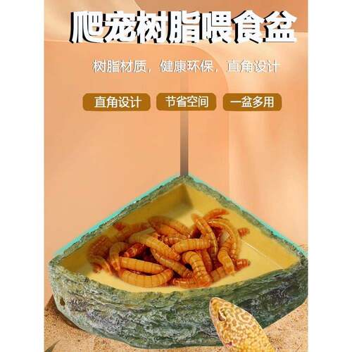 守宫食盆爬宠缸角直角水盆树脂喂食器蜥蜴陆龟角蛙造景用品爬虫