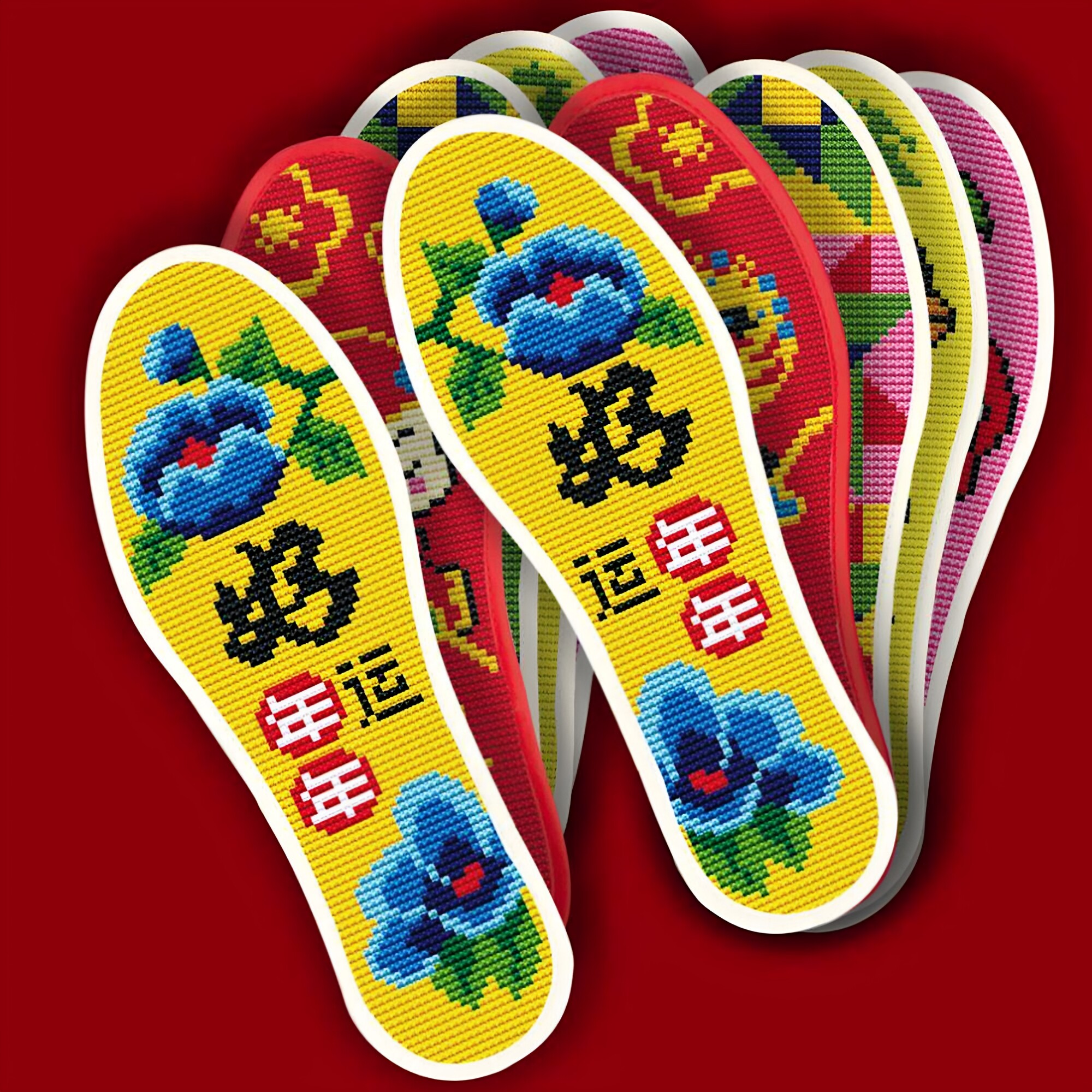 十字绣手工鞋垫针孔精准印花不掉色半成品全绣花吸汗透气防臭