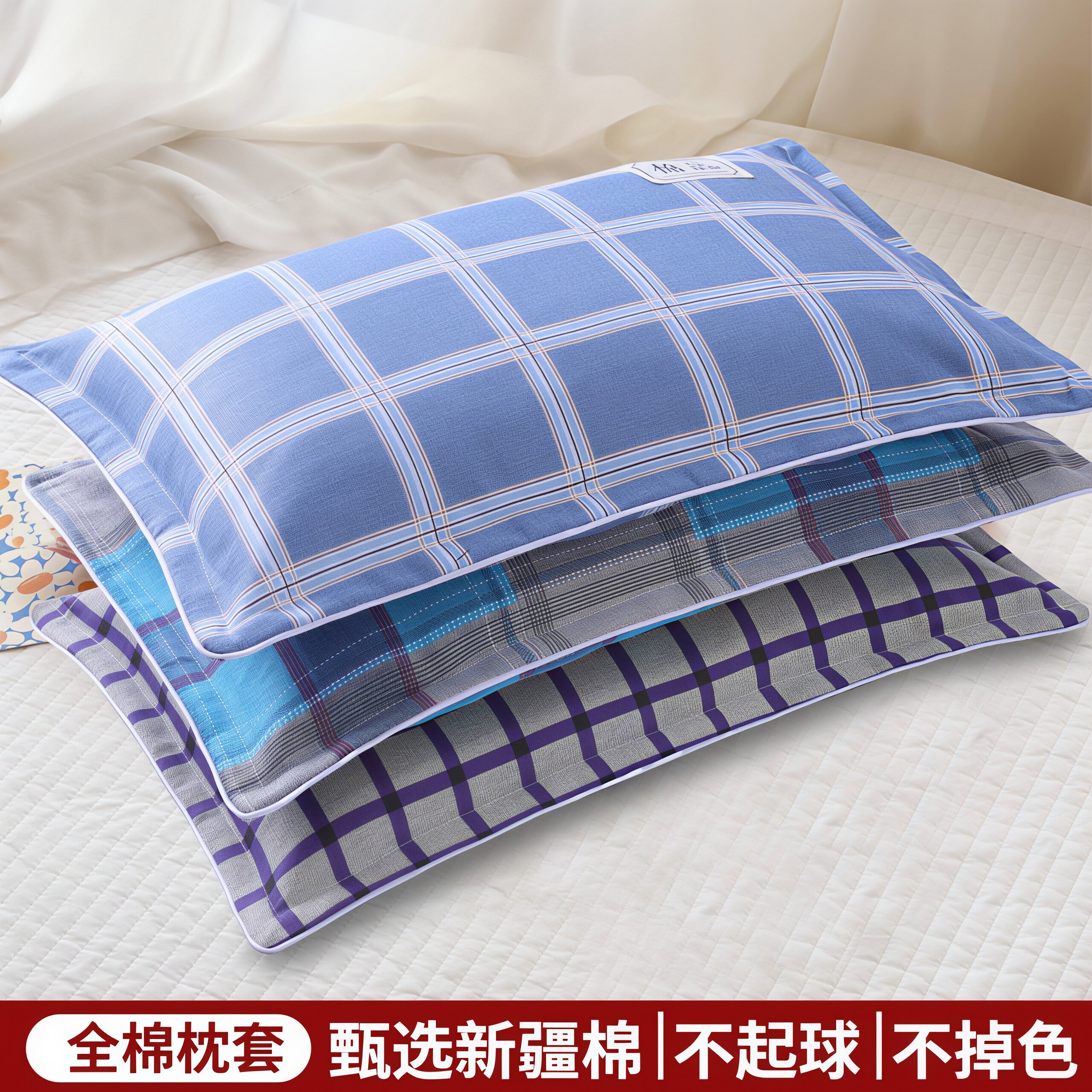 枕套纯棉40x60老粗布一对装成人