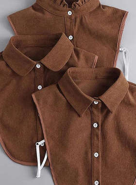 假领子衬衫美拉德风女百搭假领高档2025秋冬咖色加厚新款百搭假