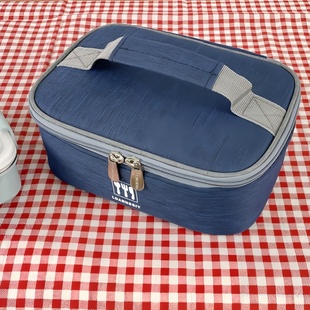 分格型餐盒袋加厚铝箔保温餐包学生食堂手提饭盒袋大号扁平便当包