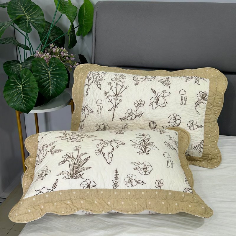 枕套纯棉40x60小清新一对装夹棉单人儿童厚枕头套通用款四季拉链