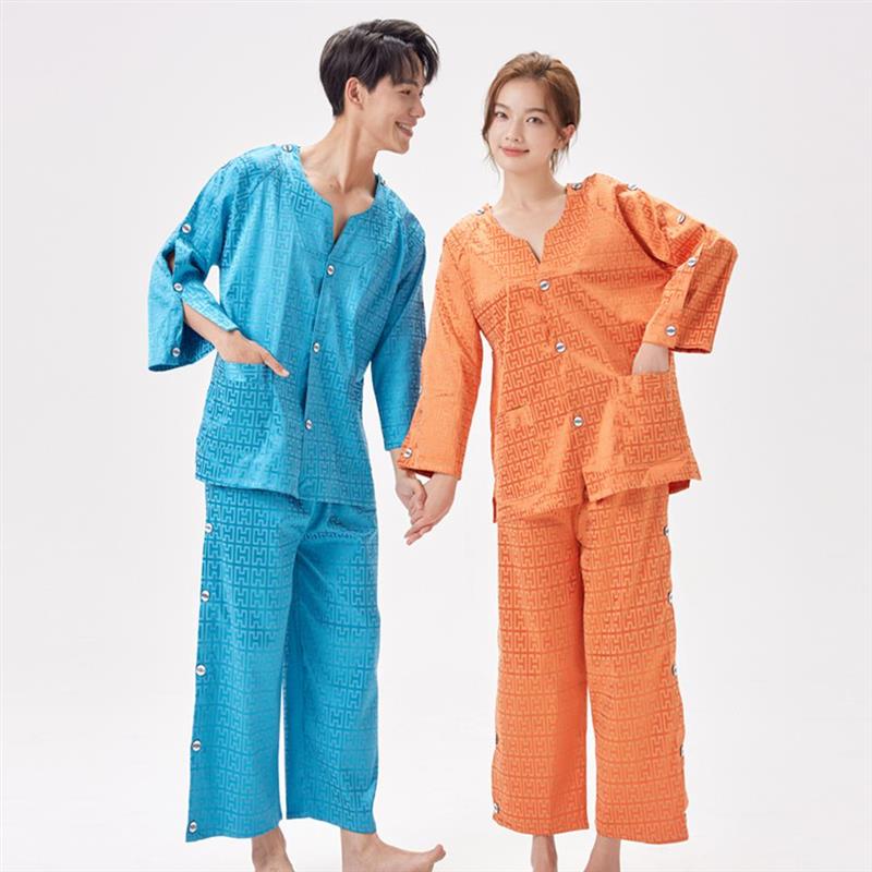 洗浴汗蒸服高档艾灸服前后开扣按摩中医养生拔罐客人美容院刮痧采