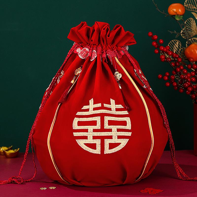 结婚新娘嫁妆红色包袱皮抽
