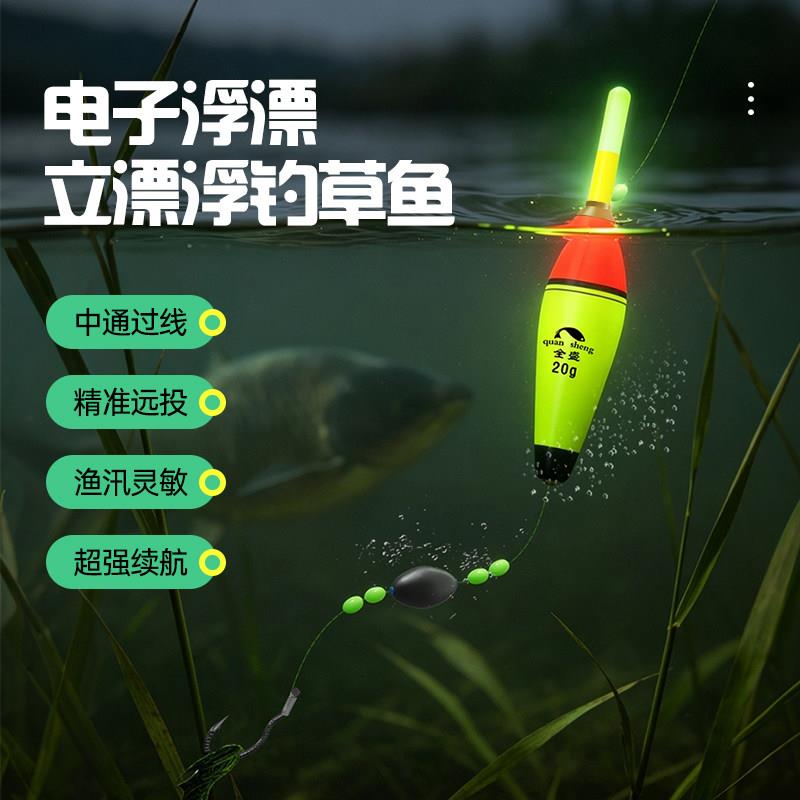 路亚浮钓草鱼线组夜光中通冲钓浮漂手杆海竿专用路滑钓组套装配件