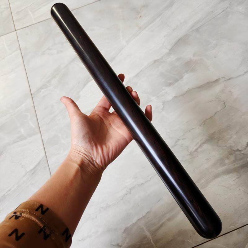 小叶紫檀养生杖太极尺紫光檀太极棒圆头擀面防身把玩杖棍大号鼓棒