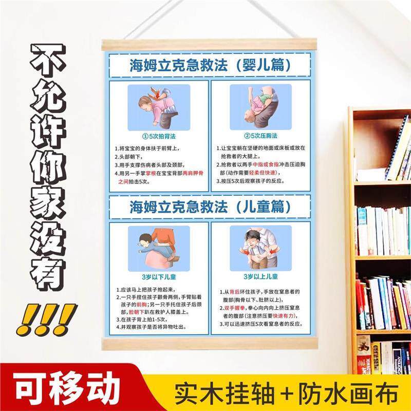 海姆立克急救法挂图婴儿新生儿预防呛奶儿童安全家庭海报知识急救