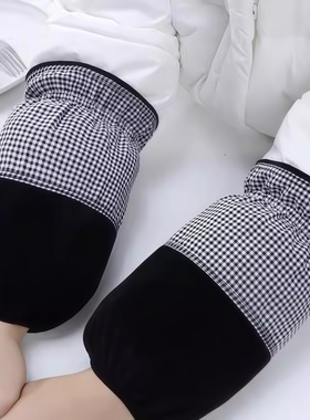 羽绒服专用袖套女新款格子拼接长款护袖工作套袖家务干活耐脏秋冬