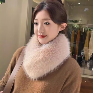 韩版 仿真狐狸毛围巾女秋冬百搭大毛球仿皮草毛领围脖吸扣磁铁毛毛