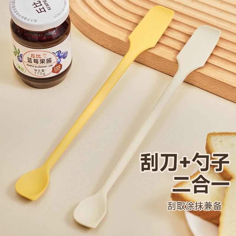 日本双头硅胶刮刀长柄咖啡搅拌勺果酱小刮勺黄油抹刀