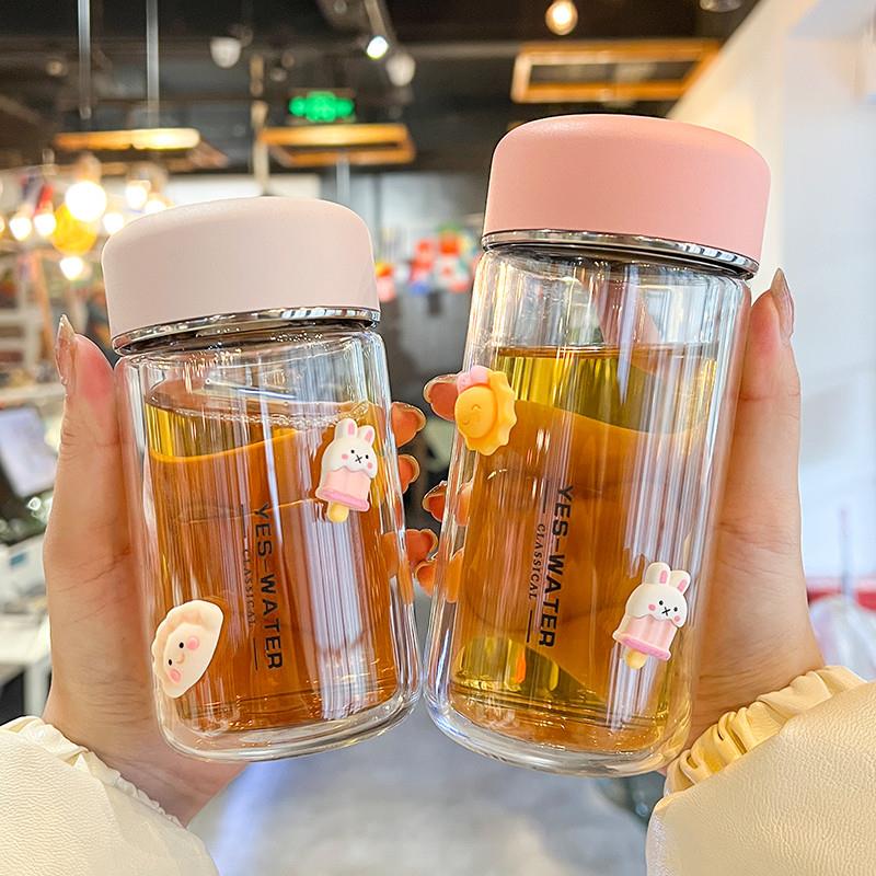 【行业热销】双层高硼硅玻璃杯女生简约2025新款水杯耐高温杯子