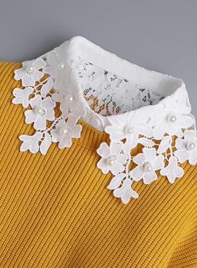 假领子女百搭假领栀子花珍珠蕾丝领大码内搭保暖气质配毛衣假衣领