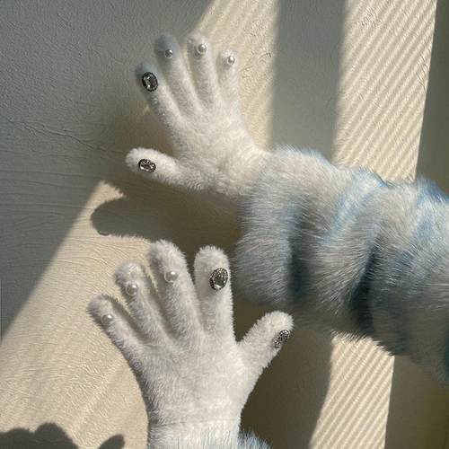 闪钻手套袜贵人新品冬季珍