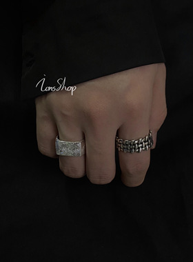ions shop 高级男钻戒指宽面大码s925纯银女款扳指小众个性冷淡风