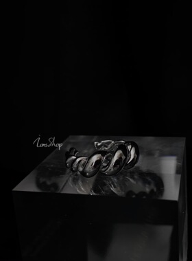 ions shop 麻花纹理冷淡镂空设计食指戒指s925纯银饰情侣个性轻奢