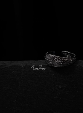 ions shop 锤击手工艺指环男女戒指s925纯银饰冷淡不规则小众情侣