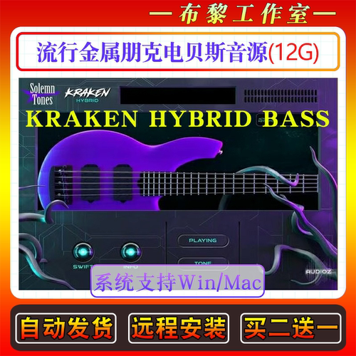 Solemn Tones KRAKEN HYBRID BASS流行金属朋克电贝斯音源VST插件