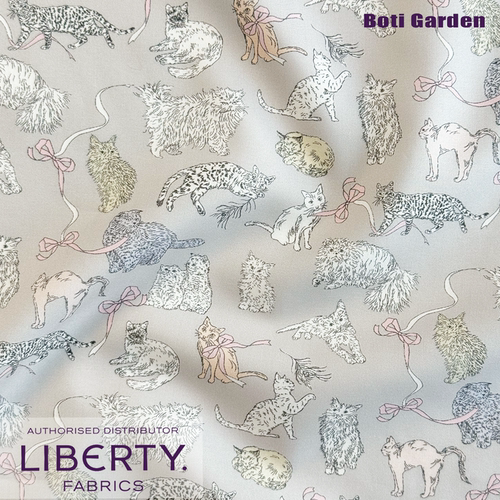 Liberty100支塔纳棉 KOH and EITO科赫与艾托灰 猫咪印花进口面料