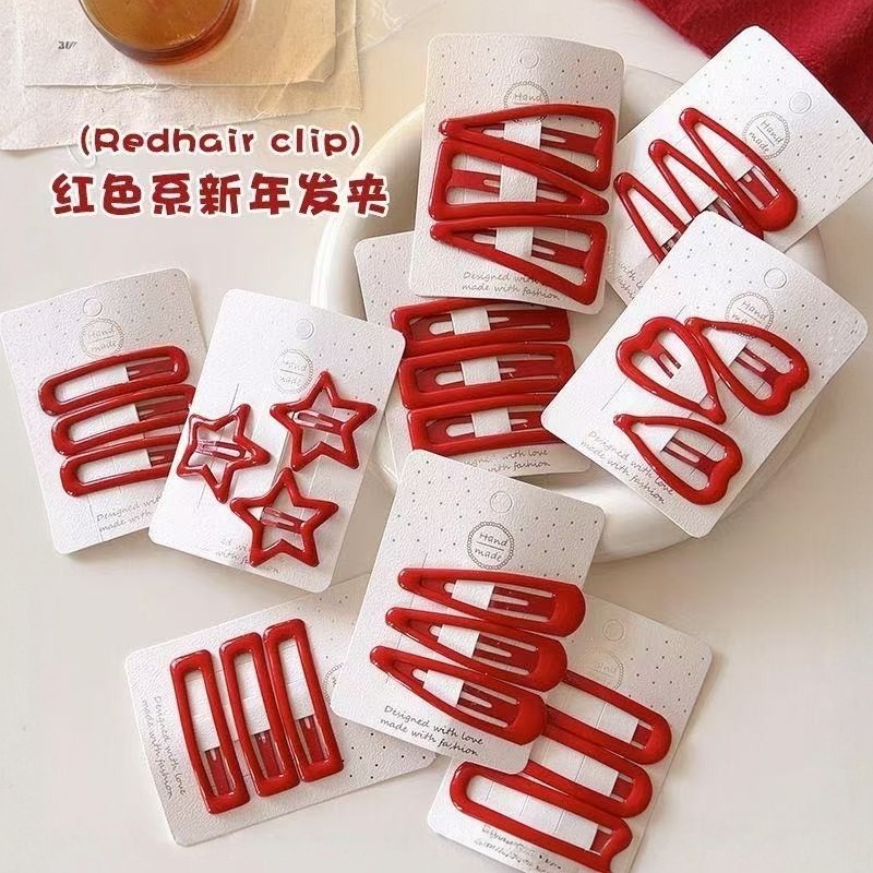 儿童春节新年发饰红色BB夹可爱宝宝小熊发夹小女孩五角星碎发卡子