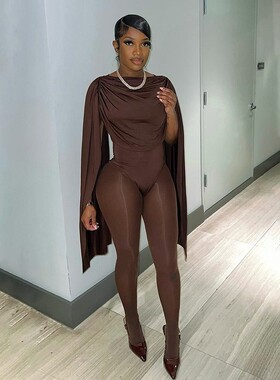 Spliced long sleeved mesh jumpsuit 拼接长袖露臂网纱长连体裤