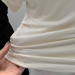 One shoulder swinging collar top时尚一字肩荡领露肩斜肩上衣女