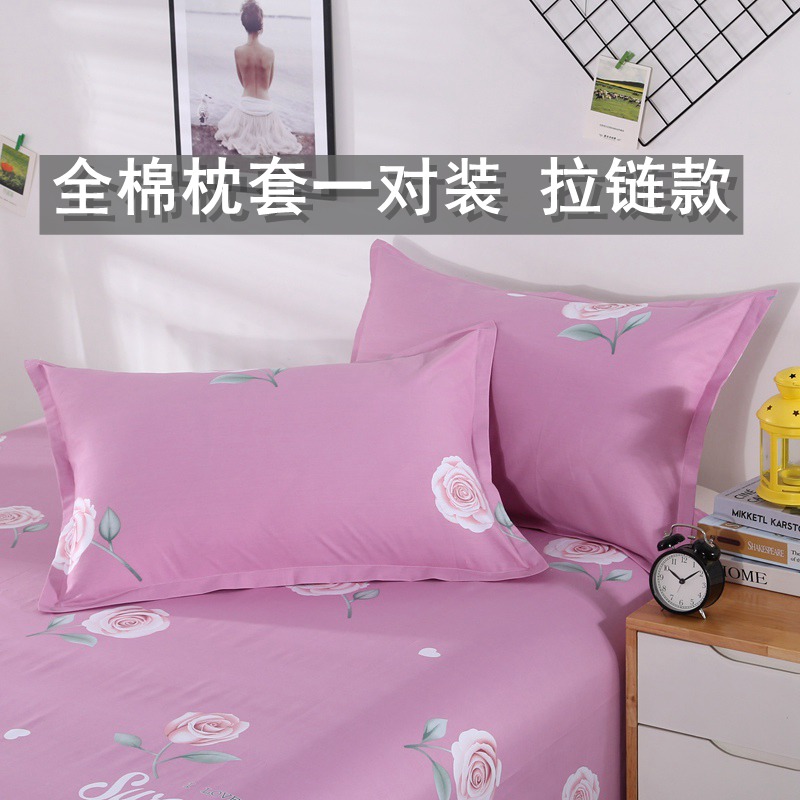 全棉100棉枕套一对装拉链枕头套