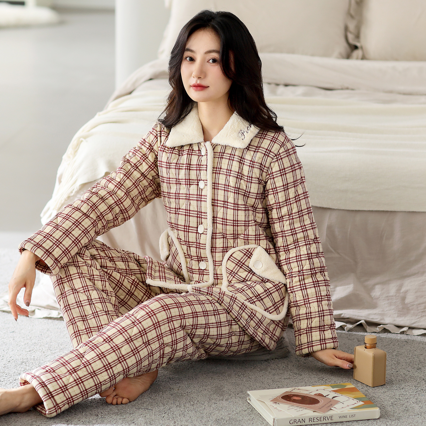 【保暖加厚加绒】纯棉夹棉女睡衣