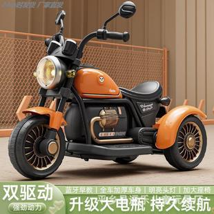 三轮车摩托车男女孩宝宝电瓶车小孩坐人充电遥控玩具车 儿童电动式